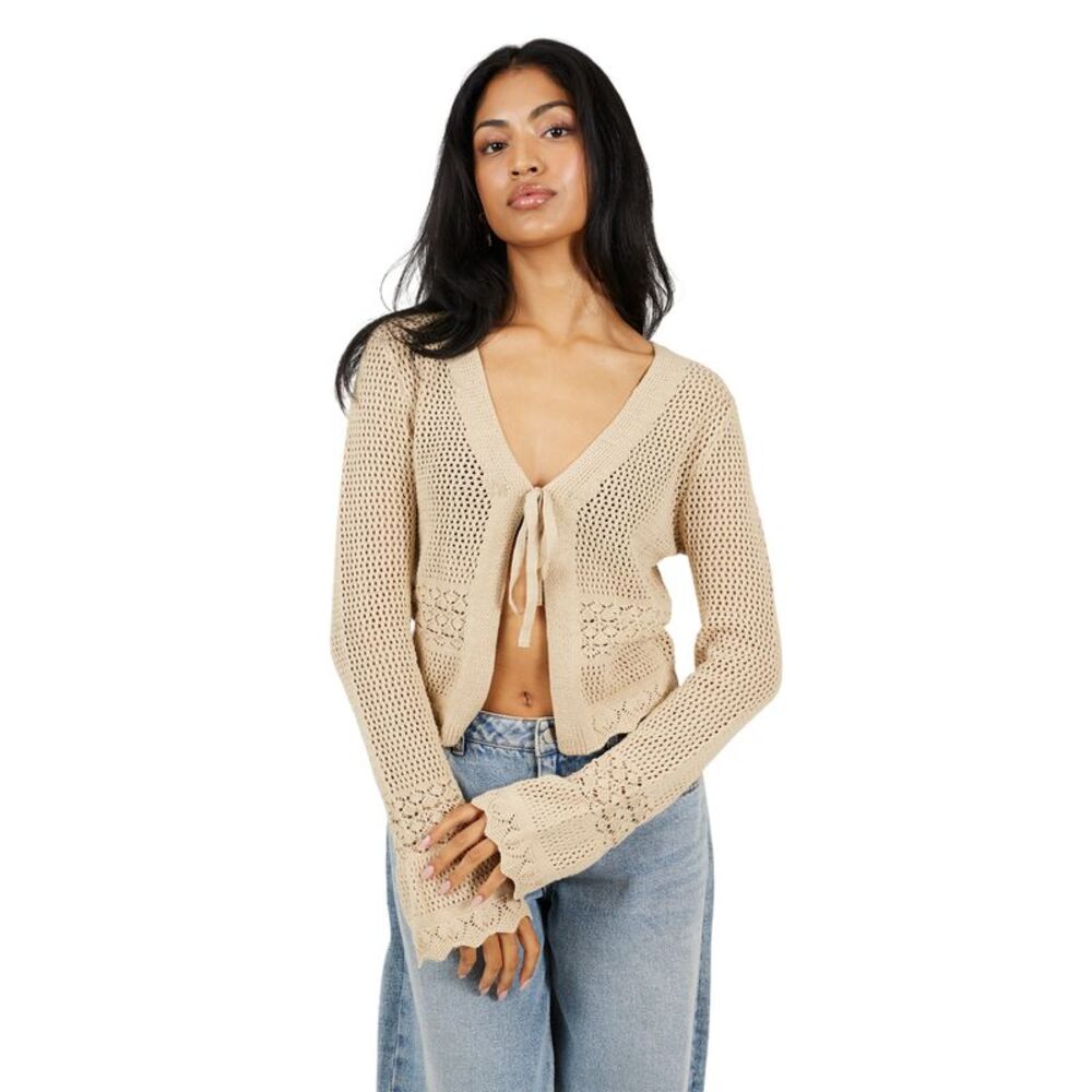 Brave Soul Womens/Ladies Front Tie Cardigan / Stone